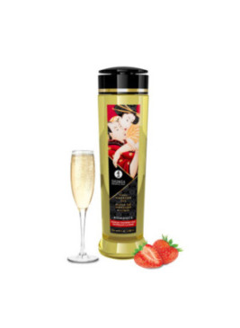 Huile de massage aphrodisiaque fraise vin pétillant 240ml - CC1208